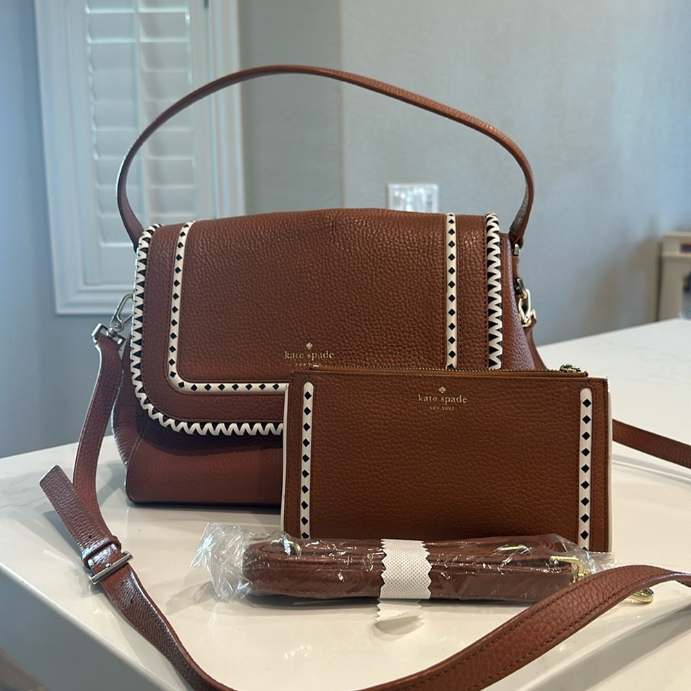 Kate Spade Leather Camel Color Purse and Matching Wallet